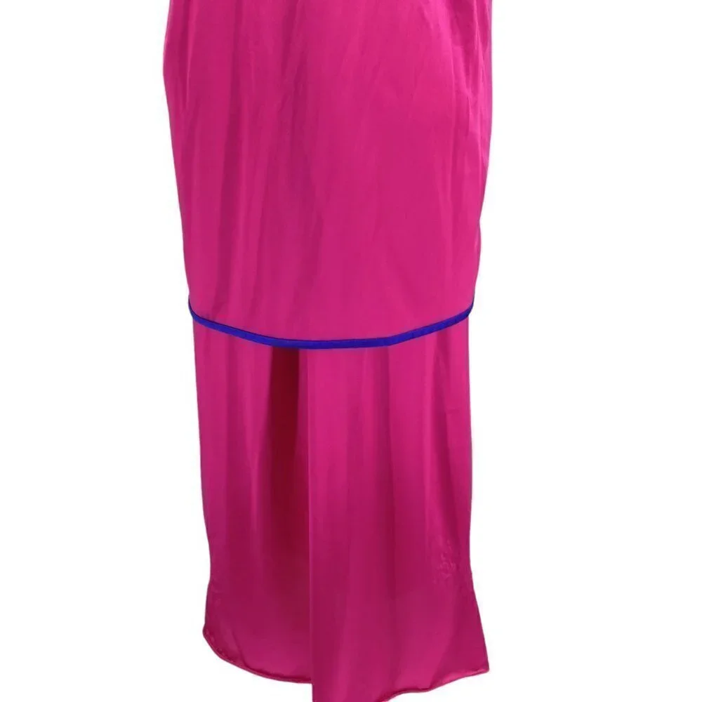 Vintage Pajama Chemise Cover Up Set Size M Pink Satin 80s Top Pajamas Nightgown